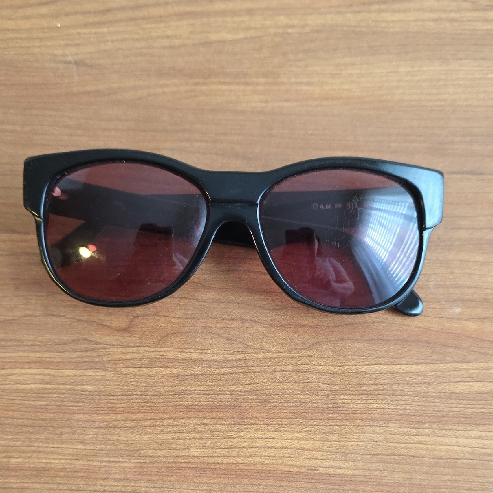 Classic Black Frame Sunglasses with Dark Red Lenses